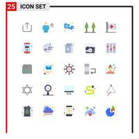 Set of 25 Modern UI Icons Symbols Signs for leaf autumn map flag asparagus Editable Vector Design Elements
