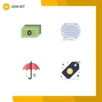 Pack of 4 creative Flat Icons of dollar umbrella business match euro Editable Vector Design Elements