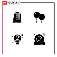 Set of 4 Commercial Solid Glyphs pack for building idea hostel fly person Editable Vector Design Elements