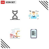 Set of 4 Vector Flat Icons on Grid for biology protection dna structure friends car Editable Vector Design Elements