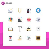 Flat Color Pack of 16 Universal Symbols of award system neckles multimedia bluetooth Editable Pack of Creative Vector Design Elements