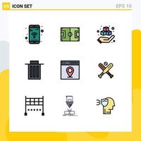 9 Creative Icons Modern Signs and Symbols of communication trash soccer interface product Editable Vector Design Elements