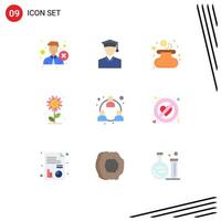 Pictogram Set of 9 Simple Flat Colors of mlm business cash spring floral Editable Vector Design Elements