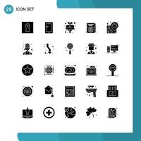Pictogram Set of 25 Simple Solid Glyphs of map id heart travel passport Editable Vector Design Elements