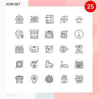 Pack of 25 creative Lines of target reticle book focus page Editable Vector Design Elements