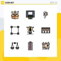 9 Creative Icons Modern Signs and Symbols of designing bulb accuracy rectangle path Editable Vector Design Elements