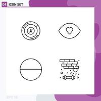 4 Universal Line Signs Symbols of pie tablet share human breaker Editable Vector Design Elements