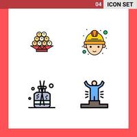 Universal Icon Symbols Group of 4 Modern Filledline Flat Colors of food green chinese worker achievement Editable Vector Design Elements