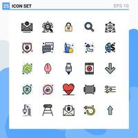 Set of 25 Modern UI Icons Symbols Signs for network zoom lock search heart lock Editable Vector Design Elements