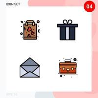conjunto de 4 iconos de interfaz de usuario modernos signos de símbolos para comprar caja de regalo de papel de correo elementos de diseño vectorial editables vector