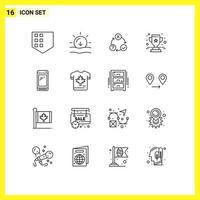 16 Thematic Vector Outlines and Editable Symbols of smart phone star flow prize achievement Editable Vector Design Elements