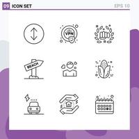 Group of 9 Outlines Signs and Symbols for person boy hand man travel Editable Vector Design Elements