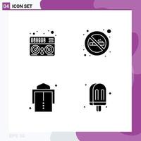 Group of 4 Modern Solid Glyphs Set for midi drink cigarette belt ice cream Editable Vector Design Elements