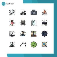 Set of 16 Modern UI Icons Symbols Signs for sweet food camera desert failure Editable Creative Vector Design Elements