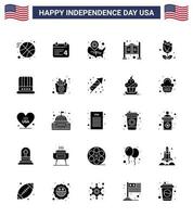 25 Creative USA Icons Modern Independence Signs and 4th July Symbols of imerican western states saloon door Editable USA Day Vector Design Elements