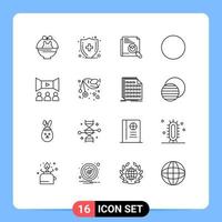 Modern Set of 16 Outlines and symbols such as multimedia film search cinema circle Editable Vector Design Elements