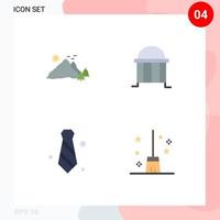 Set of 4 Commercial Flat Icons pack for mountain institute nature bank dress code Editable Vector Design Elements