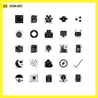 Group of 25 Modern Solid Glyphs Set for share punch team fight group Editable Vector Design Elements