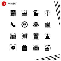 16 Thematic Vector Solid Glyphs and Editable Symbols of mobile screw wireless hardware product Editable Vector Design Elements