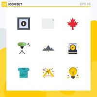 9 Creative Icons Modern Signs and Symbols of tree hill maple landscape special Editable Vector Design Elements