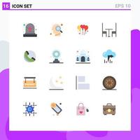 Modern Set of 16 Flat Colors Pictograph of aim board phone love ecommerce interior Editable Pack of Creative Vector Design Elements