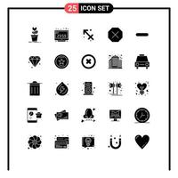 Group of 25 Modern Solid Glyphs Set for delete delete computer time ban zodiac Editable Vector Design Elements