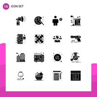 Universal Icon Symbols Group of 16 Modern Solid Glyphs of packaging cart hobby box favorite Editable Vector Design Elements