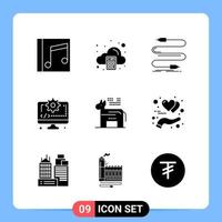 9 Solid Black Icon Pack Glyph Symbols for Mobile Apps isolated on white background 9 Icons Set Creative Black Icon vector background