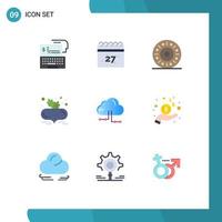 Modern Set of 9 Flat Colors Pictograph of computing cloud donut healthy diet beetroot Editable Vector Design Elements