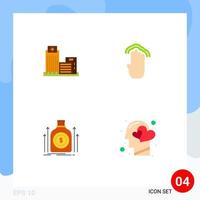 4 Thematic Vector Flat Icons and Editable Symbols of building multiple tap appartment four money Editable Vector Design Elements