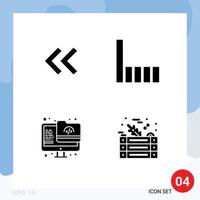 Modern Set of 4 Solid Glyphs Pictograph of arrow screen connection archive salad Editable Vector Design Elements