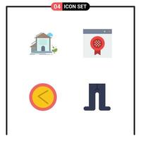 Set of 4 Modern UI Icons Symbols Signs for home arrow building browser left Editable Vector Design Elements