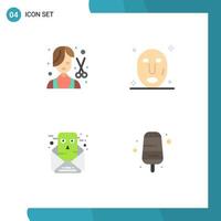 4 Universal Flat Icons Set for Web and Mobile Applications barber communication female mask email Editable Vector Design Elements