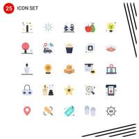 Pack of 25 Modern Flat Colors Signs and Symbols for Web Print Media such as idea apple cycling food cardio Editable Vector Design Elements