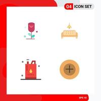 Group of 4 Flat Icons Signs and Symbols for flower gallon sofa home power Editable Vector Design Elements