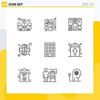 9 Creative Icons Modern Signs and Symbols of blood buildings sketching building map Editable Vector Design Elements