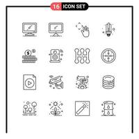 Modern Set of 16 Outlines Pictograph of internet money croup investment light Editable Vector Design Elements