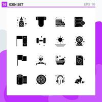 16 Thematic Vector Solid Glyphs and Editable Symbols of desk database hosting data backup Editable Vector Design Elements