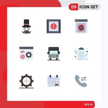9 Thematic Vector Flat Colors and Editable Symbols of programming develop encryption coding safety Editable Vector Design Elements