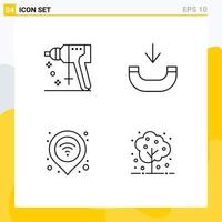 Universal Icon Symbols Group of 4 Modern Filledline Flat Colors of construction pin tool phone wifi Editable Vector Design Elements