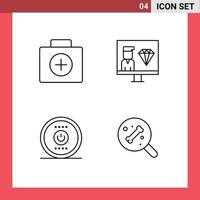 User Interface Pack of 4 Basic Filledline Flat Colors of briefcase computing suitcase development energy Editable Vector Design Elements