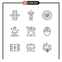 conjunto de 9 iconos de estilo de línea para web y símbolos de esquema móvil para signos de icono de línea de impresión aislados en fondo blanco 9 conjunto de iconos fondo de vector de icono negro creativo