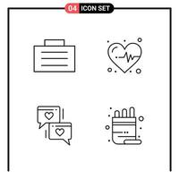 Set of 4 Line Style Icons for web and mobile Outline Symbols for print Line Icon Signs Isolated on White Background 4 Icon Set Creative Black Icon vector background