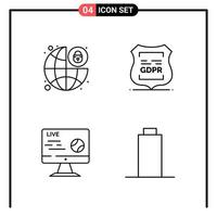 Set of 4 Line Style Icons for web and mobile Outline Symbols for print Line Icon Signs Isolated on White Background 4 Icon Set Creative Black Icon vector background