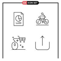 Set of 4 Line Style Icons for web and mobile Outline Symbols for print Line Icon Signs Isolated on White Background 4 Icon Set Creative Black Icon vector background