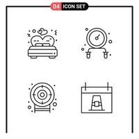 Set of 4 Line Style Icons for web and mobile Outline Symbols for print Line Icon Signs Isolated on White Background 4 Icon Set Creative Black Icon vector background