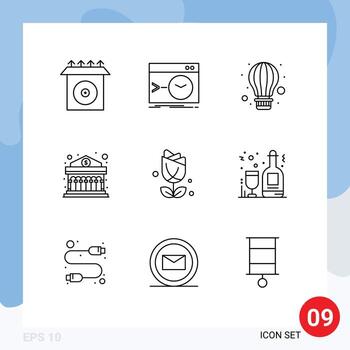 9 esquemas universales establecidos para aplicaciones web y móviles banco de finanzas aéreas de dinero americano elementos de diseño vectorial editables vector