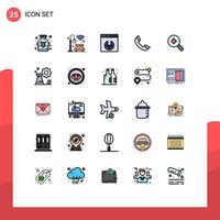 Mobile Interface Filled line Flat Color Set of 25 Pictograms of strategy search server download expanded ring Editable Vector Design Elements