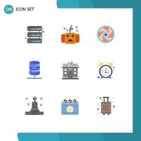 Set of 9 Modern UI Icons Symbols Signs for city money aperture server photo Editable Vector Design Elements