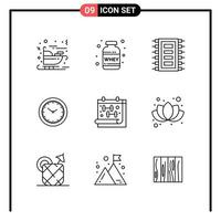 Set of 9 Line Style Icons for web and mobile Outline Symbols for print Line Icon Signs Isolated on White Background 9 Icon Set Creative Black Icon vector background